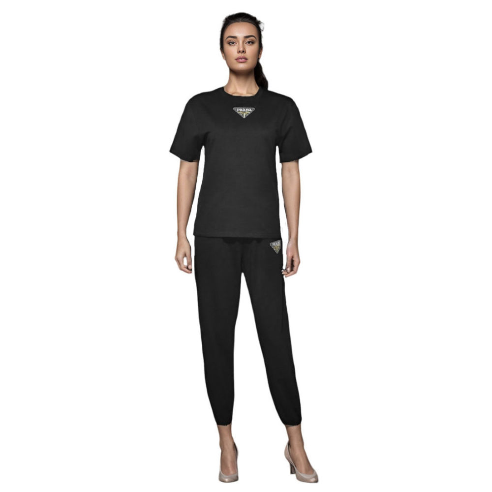 Prada Embroidered Black Premium Co-ord Set-1