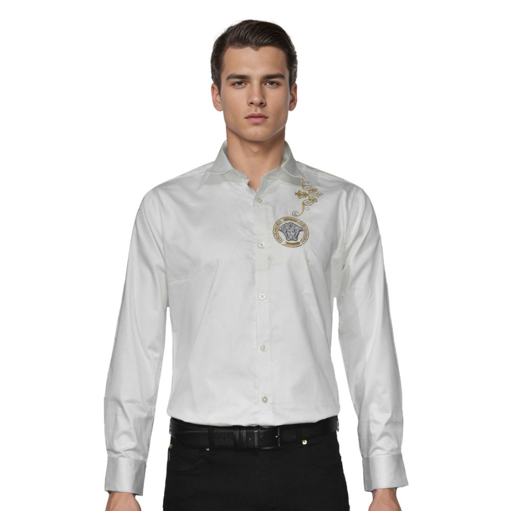 Versace Medusa Embroidered White Premium Shirt-thumb-0