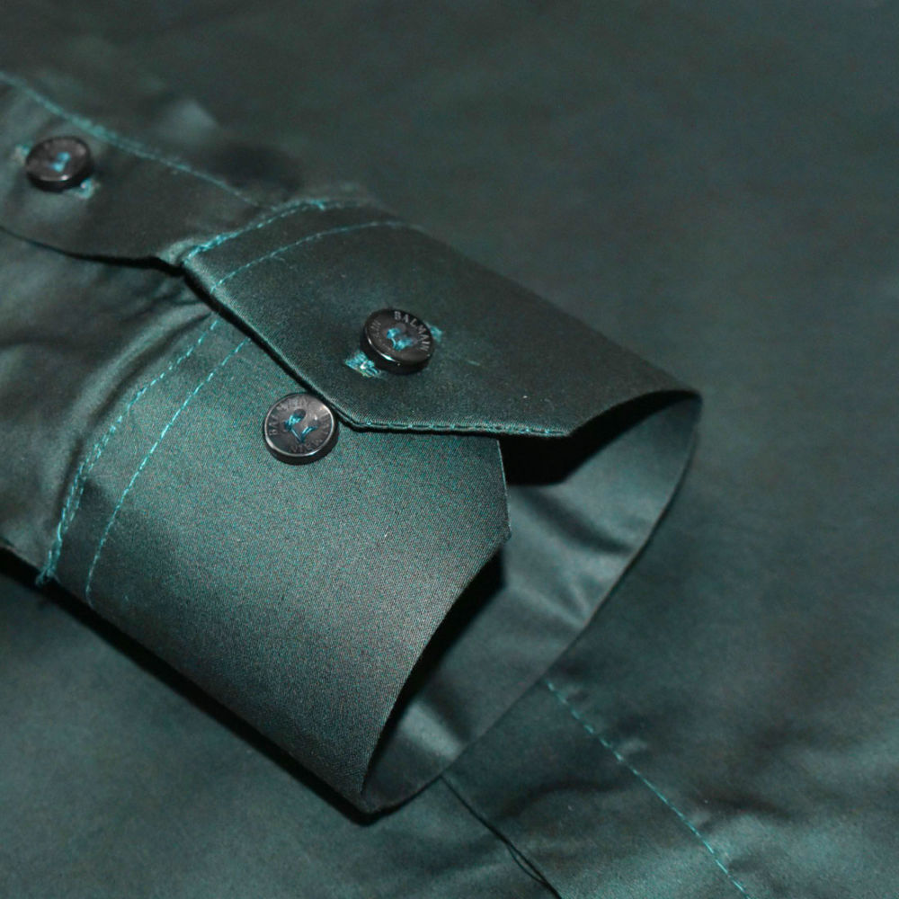 Balmain Green Premium Luxury Cotton Shirt-5