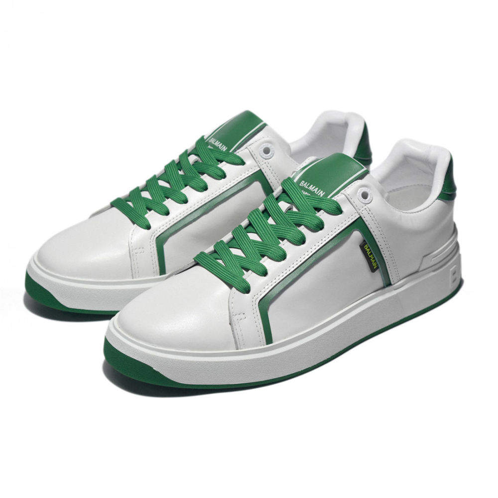 Balmain B-Court White & Green Premium Sneakers-2
