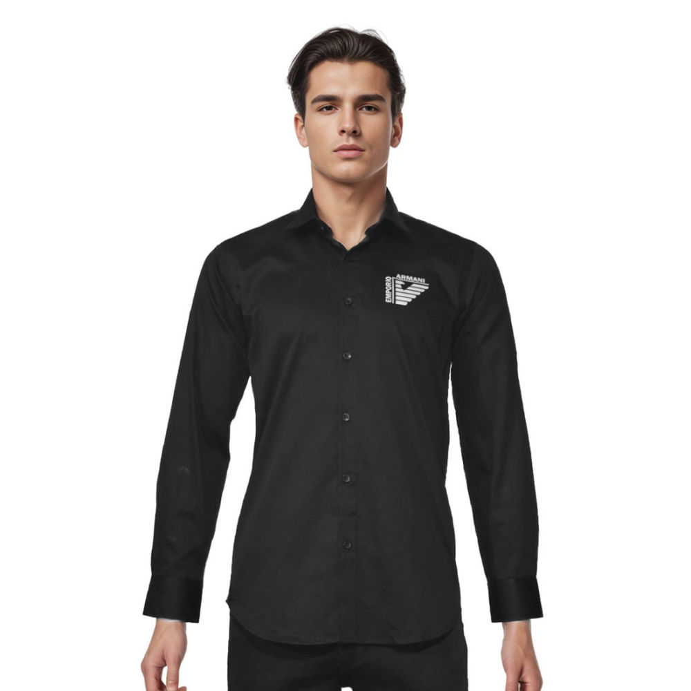 Emporio Armani logo Print Black Premium Luxury Shirt-thumb-6