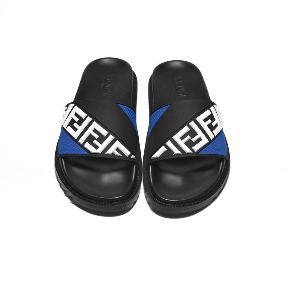 Fendi Embossed logo Black & Blue Premium Flip-flops-4