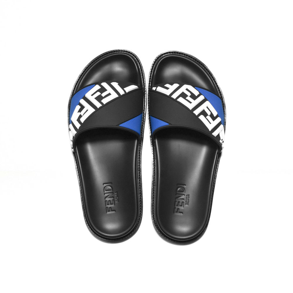 Fendi Embossed logo Black & Blue Premium Flip-flops-3