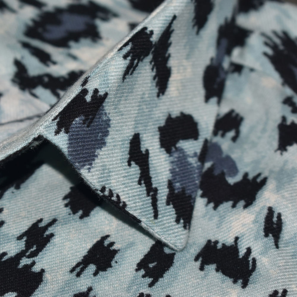 Balmain Sky Blue Leopard Printed Premium Shirt-4