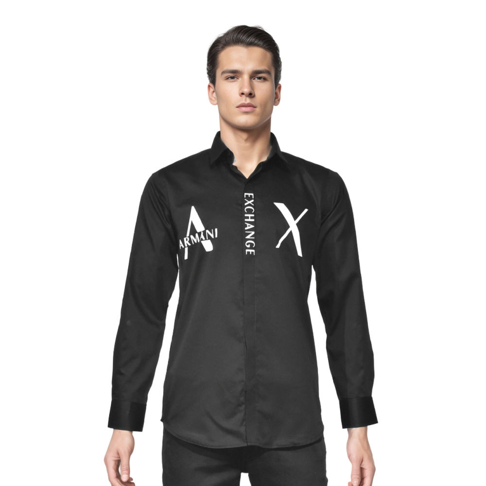Armani Exchange logo Print Black Cotton Shirt-6