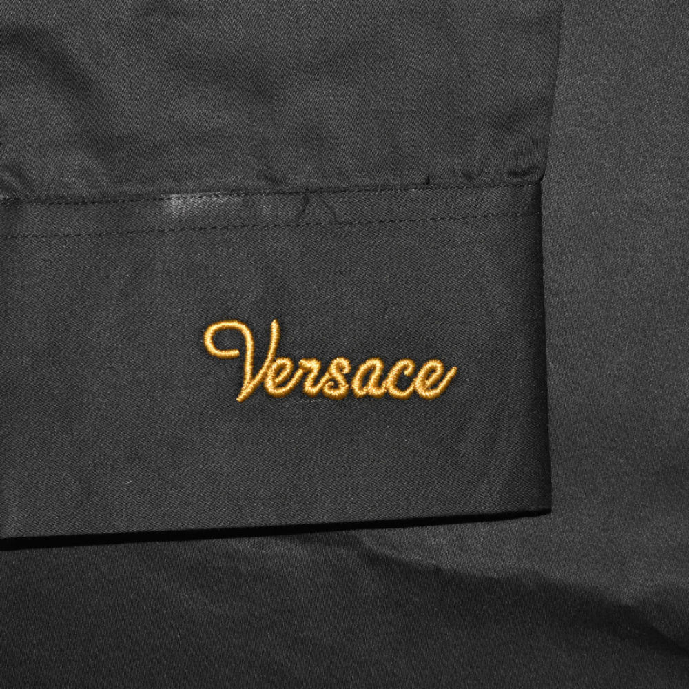 Versace Embroidered Black Premium Cotton Shirt-thumb-5