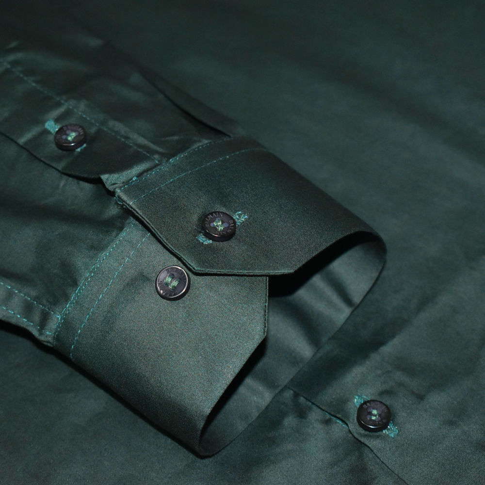 Balmain Embroidered Green Premium Cotton Shirt-5