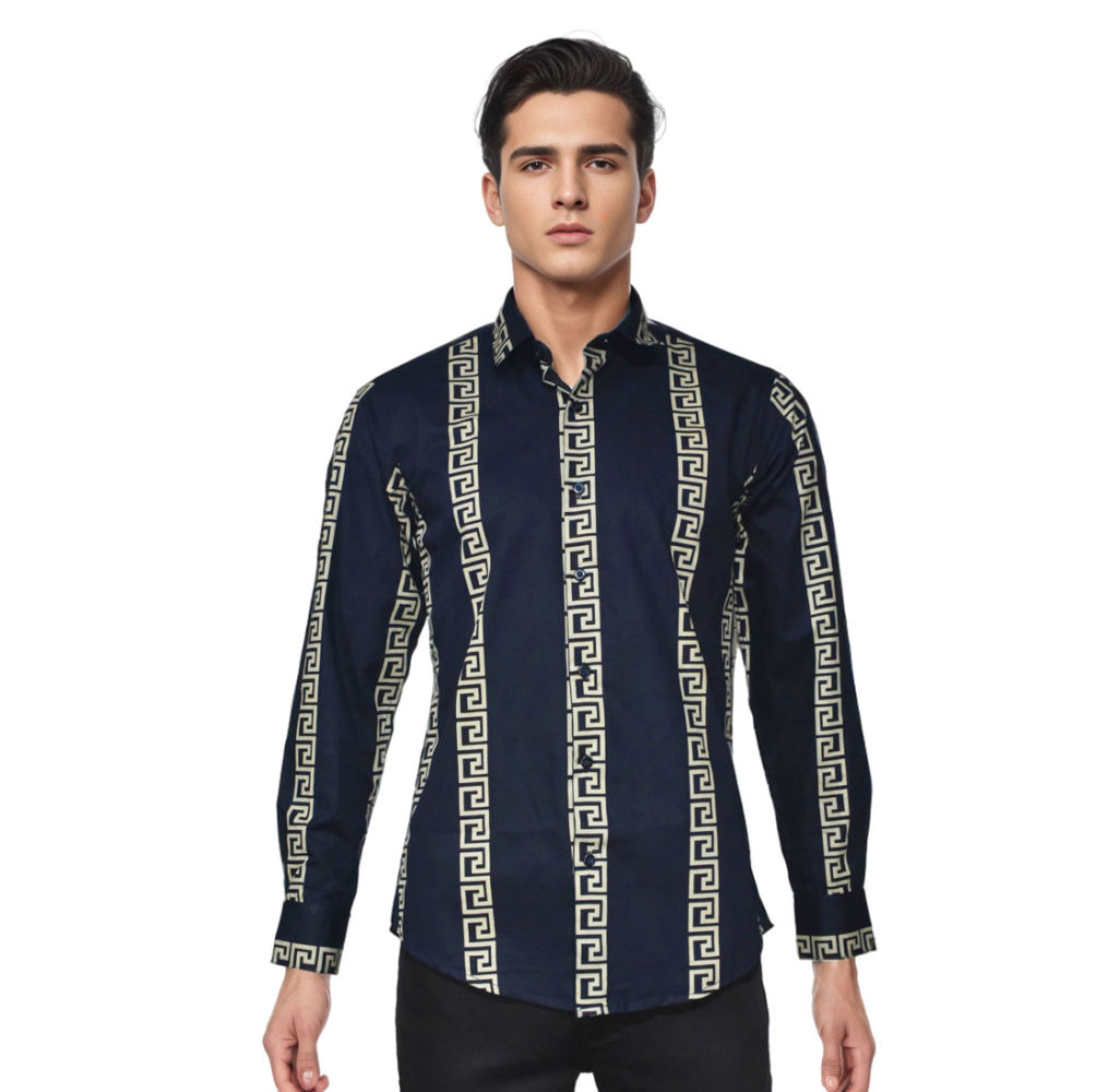 Versace Navy Blue logo Print Premium Shirt-6