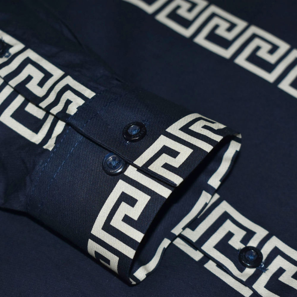 Versace Navy Blue logo Print Premium Shirt-5