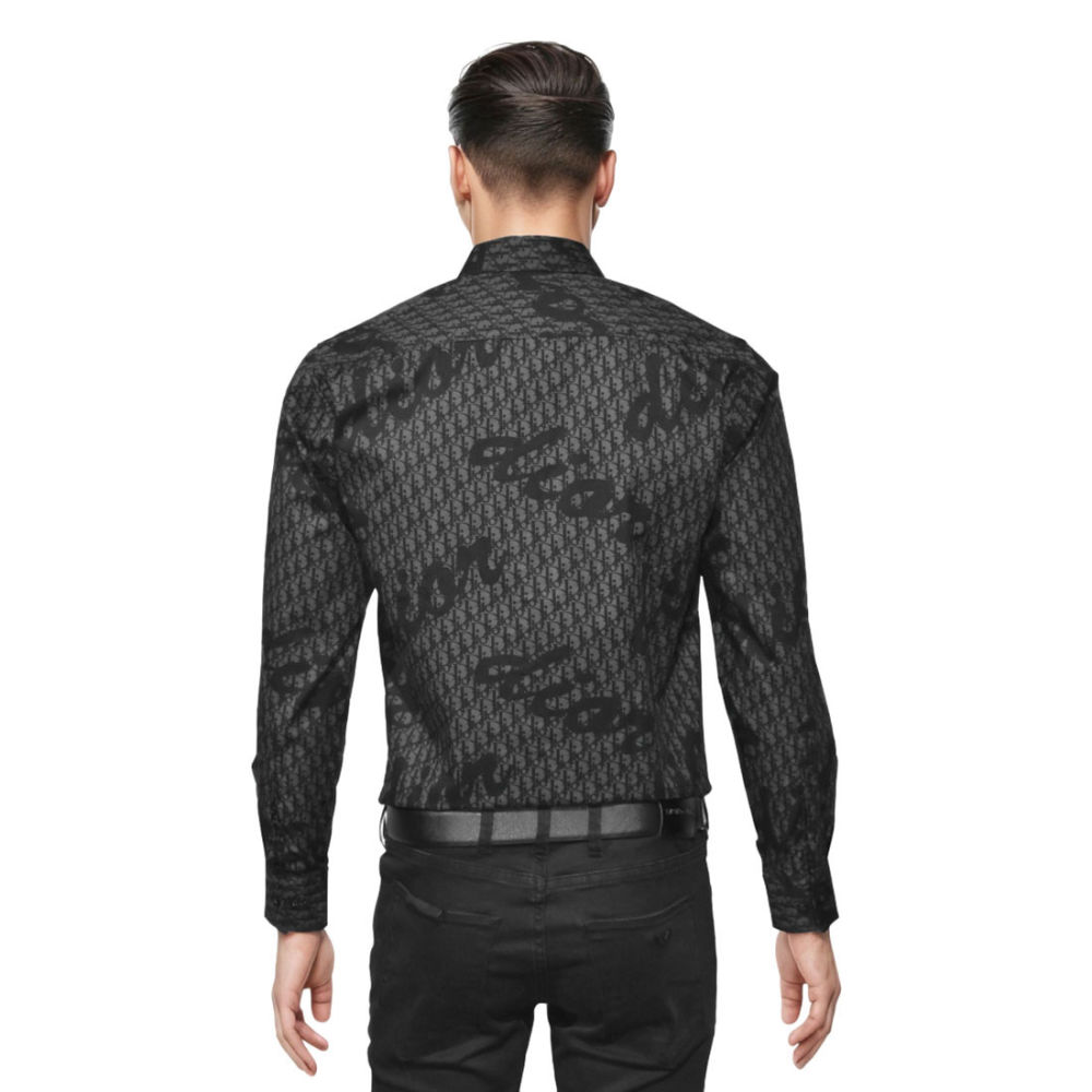 Dior Printed Black Premium Cotton Luxury Shirt-1