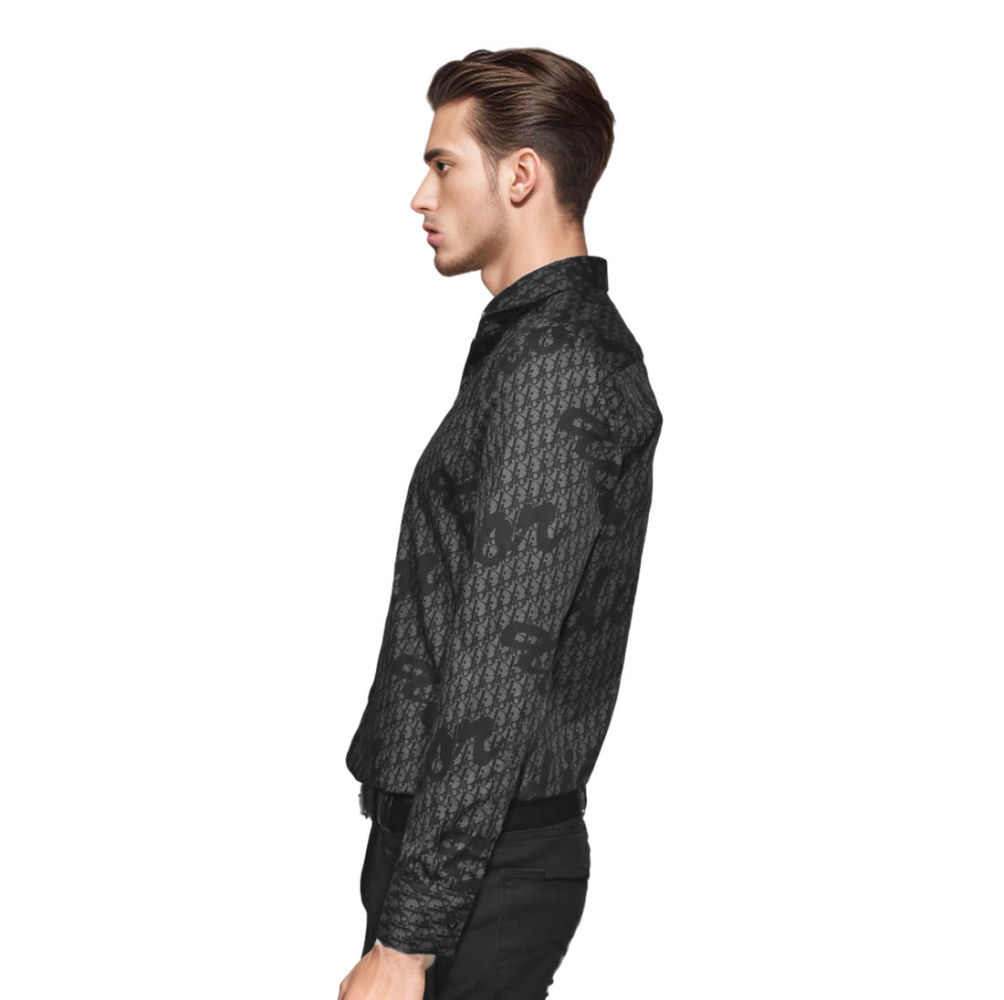 Dior Printed Black Premium Cotton Luxury Shirt-2