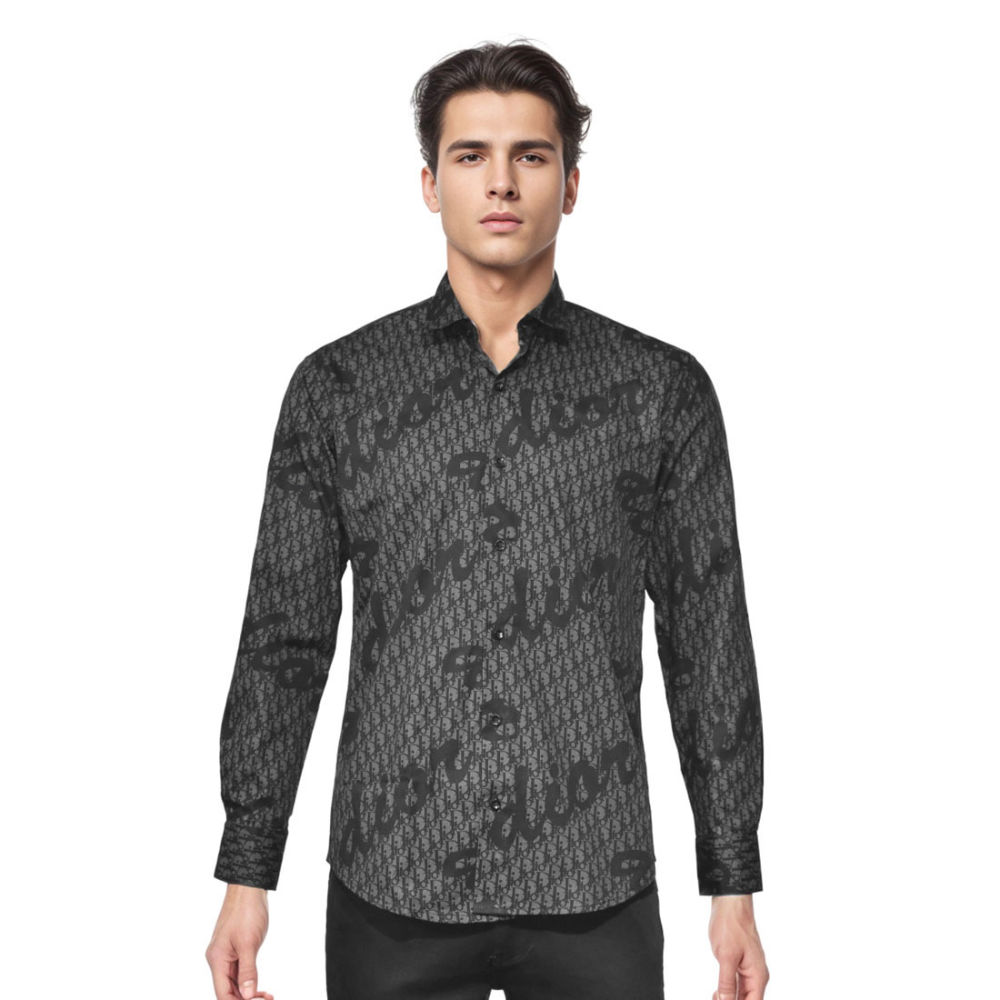 Dior Printed Black Premium Cotton Luxury Shirt-6