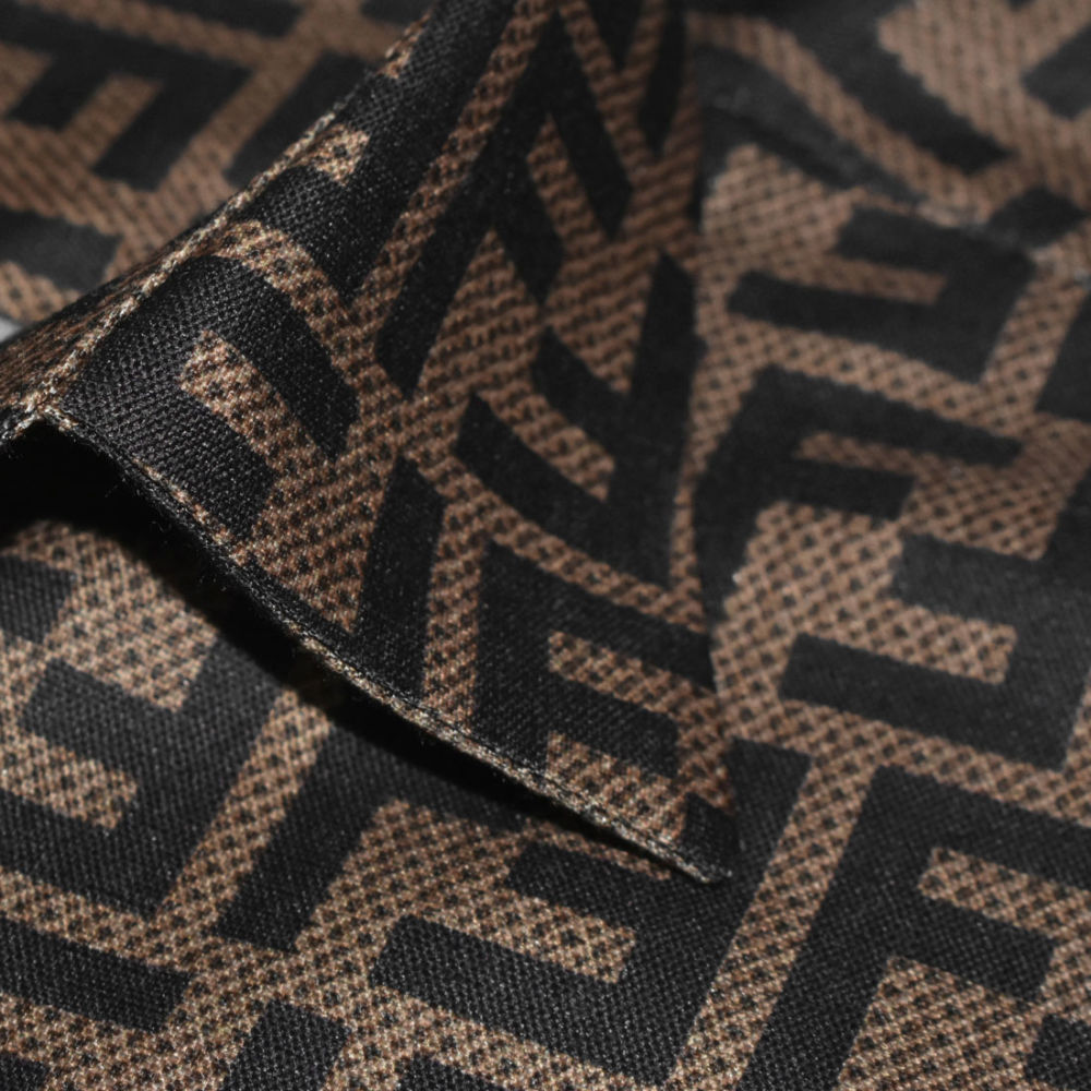 Fendi logo Print Brown Premium Cotton Shirt-4