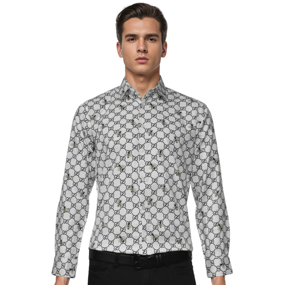 Gucci logo Print White Premium Luxury Shirt-thumb-0
