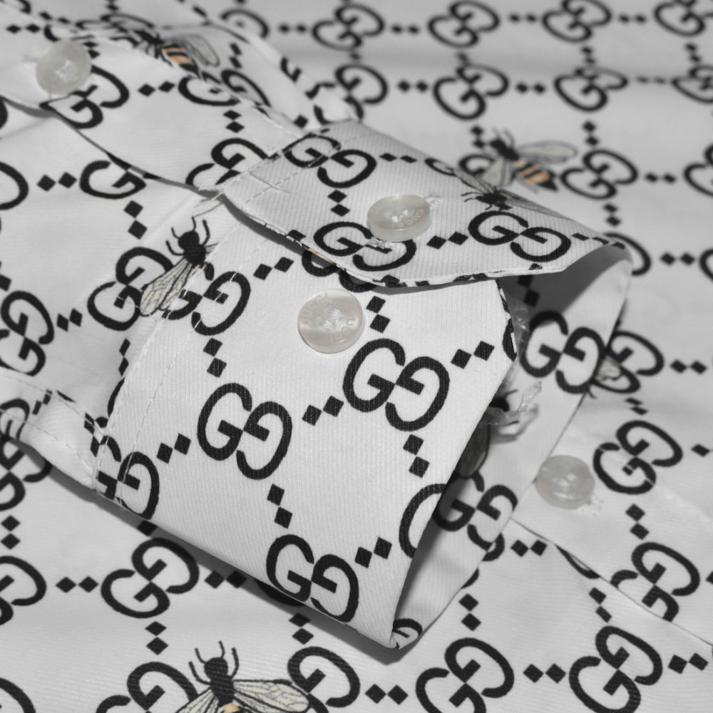 Gucci logo Print White Premium Luxury Shirt-thumb-5