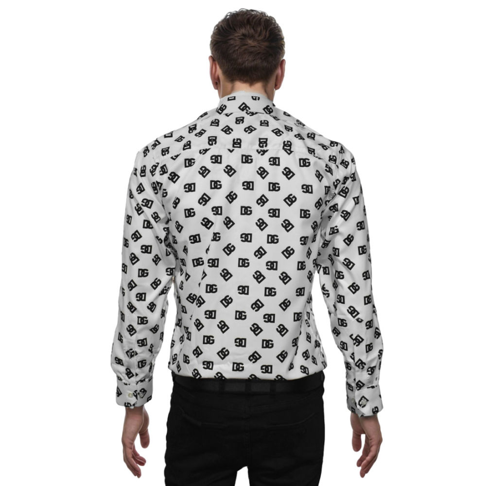 Dolce & Gabbana All Over Printed White Cotton Shirt-1