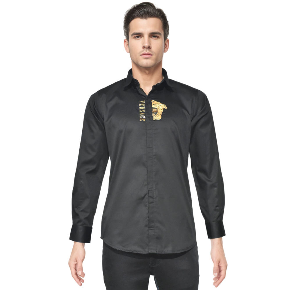 Versace Embroidered logo Black Shirt-6