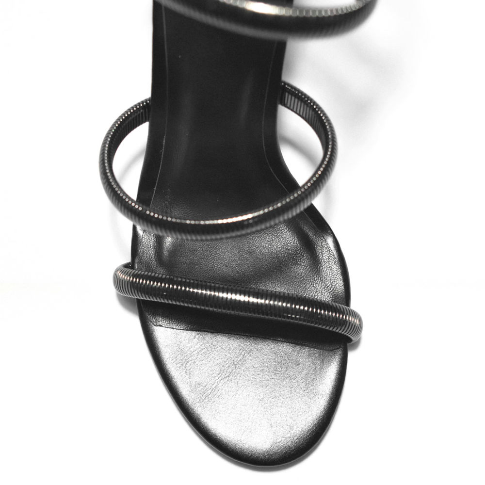 Rene Caovilla Cleo Crystal Black Heel Sandals-3