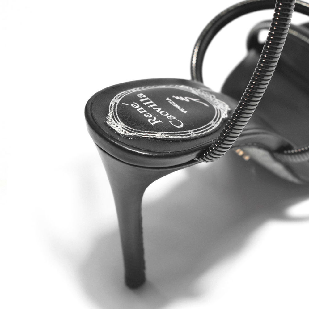 Rene Caovilla Cleo Crystal Black Heel Sandals-4