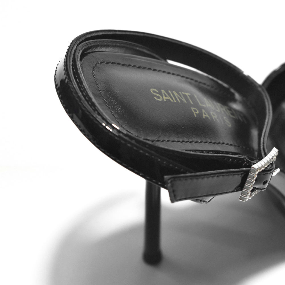 Saint Laurent Black Premium Leather Heel Sandals-4