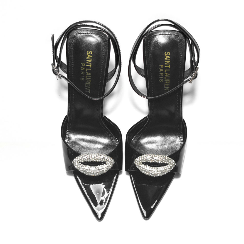 Saint Laurent Black Premium Leather Heel Sandals-5
