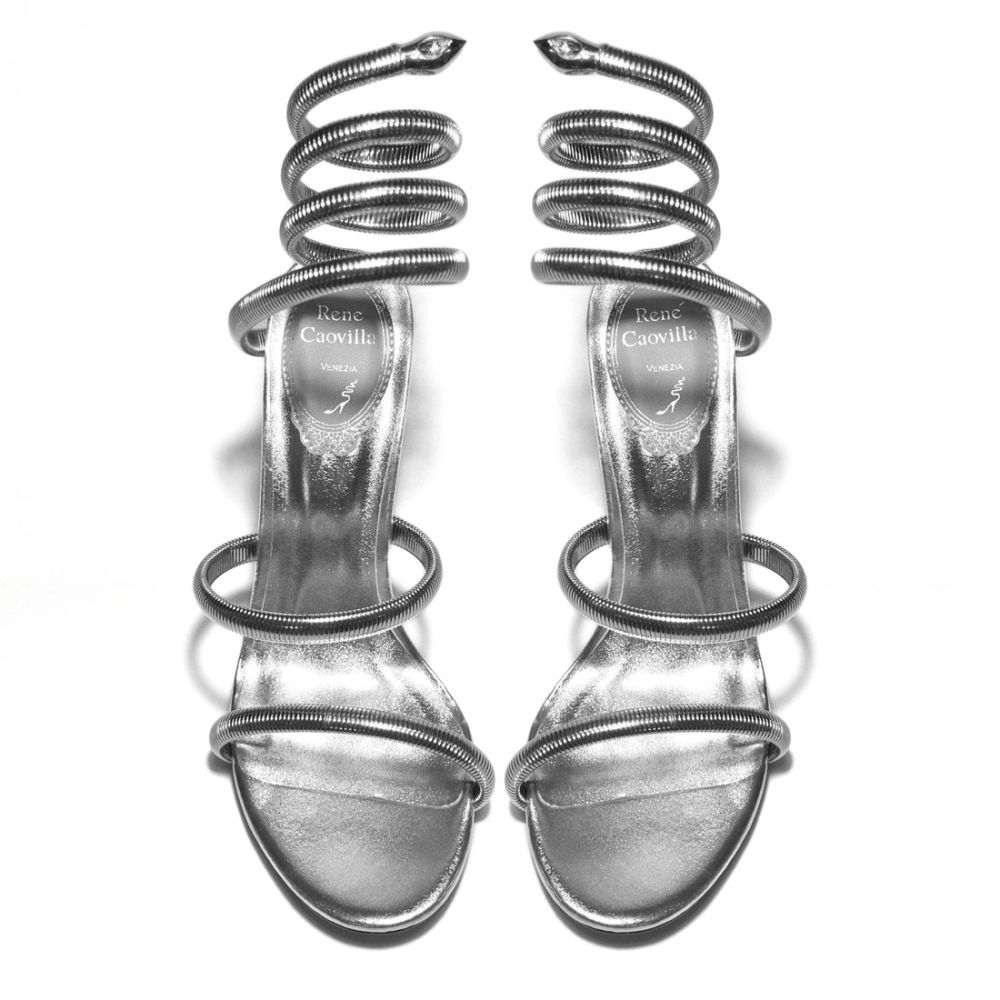Rene Caovilla Cleo Crystal Silver Heel Sandals-5