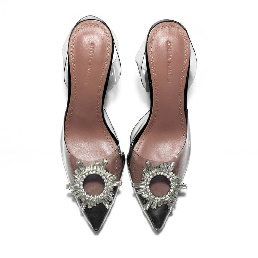 Amina Muaddi Black Begum Sling Satin Sandals-5