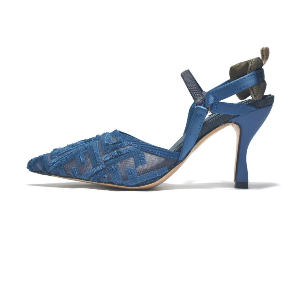 Fendi Blue Denim high-heeled Sandals-1
