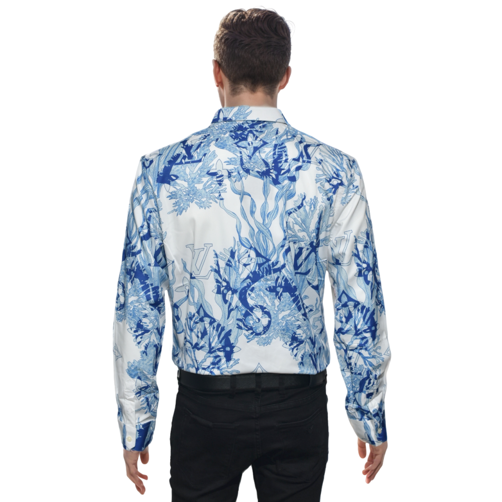 Louis Vuitton Blue Graphic Premium Cotton Shirt-thumb-1