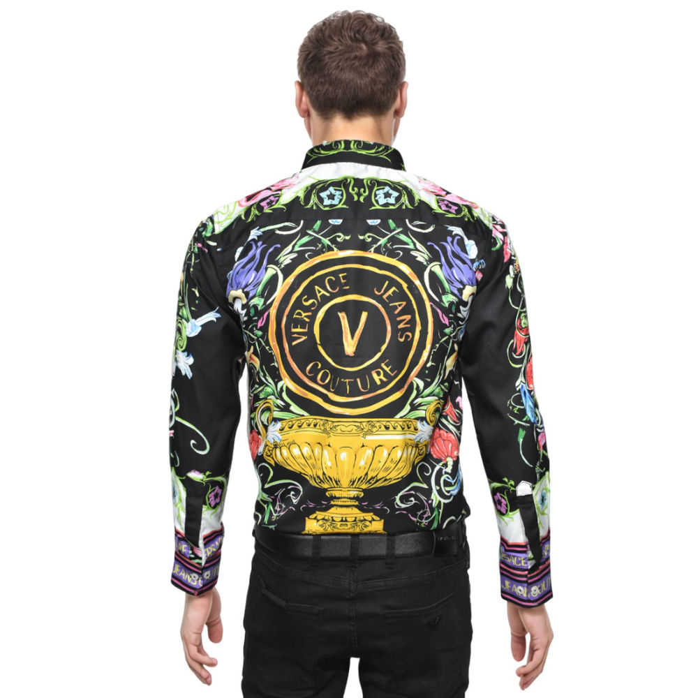 Versace Jeans Couture Black Garden Print Shirt-1