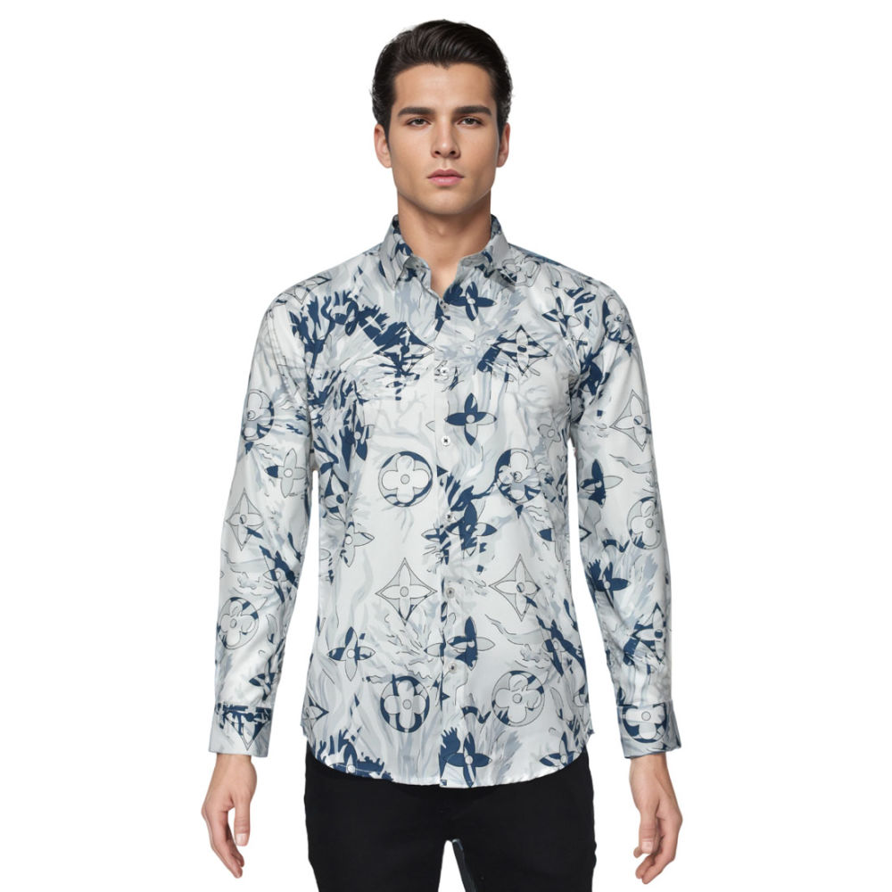 Louis Vuitton Monogram White & Blue Premium Shirt-6