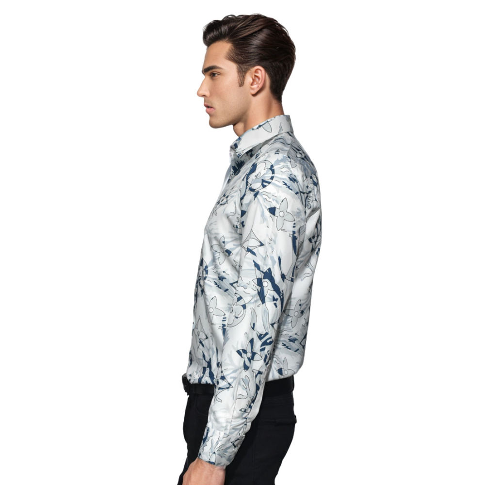 Louis Vuitton Monogram White & Blue Premium Shirt-2