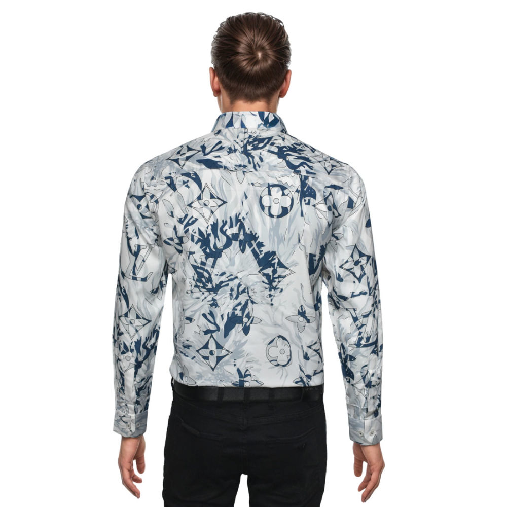 Louis Vuitton Monogram White & Blue Premium Shirt-1