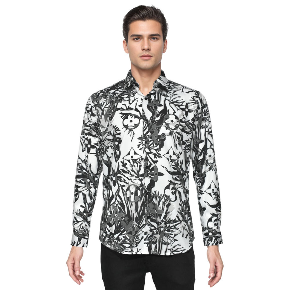 Louis Vuitton Black & White Floral Print Shirt-5