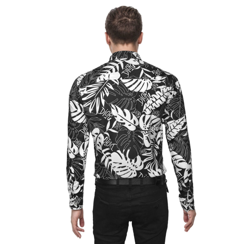 Dior Floral Print Black Premium Quality Shirt-1