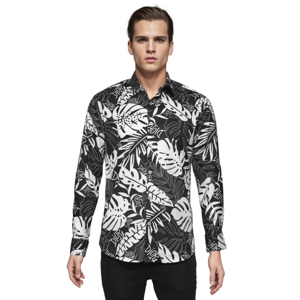 Dior Floral Print Black Premium Quality Shirt-6