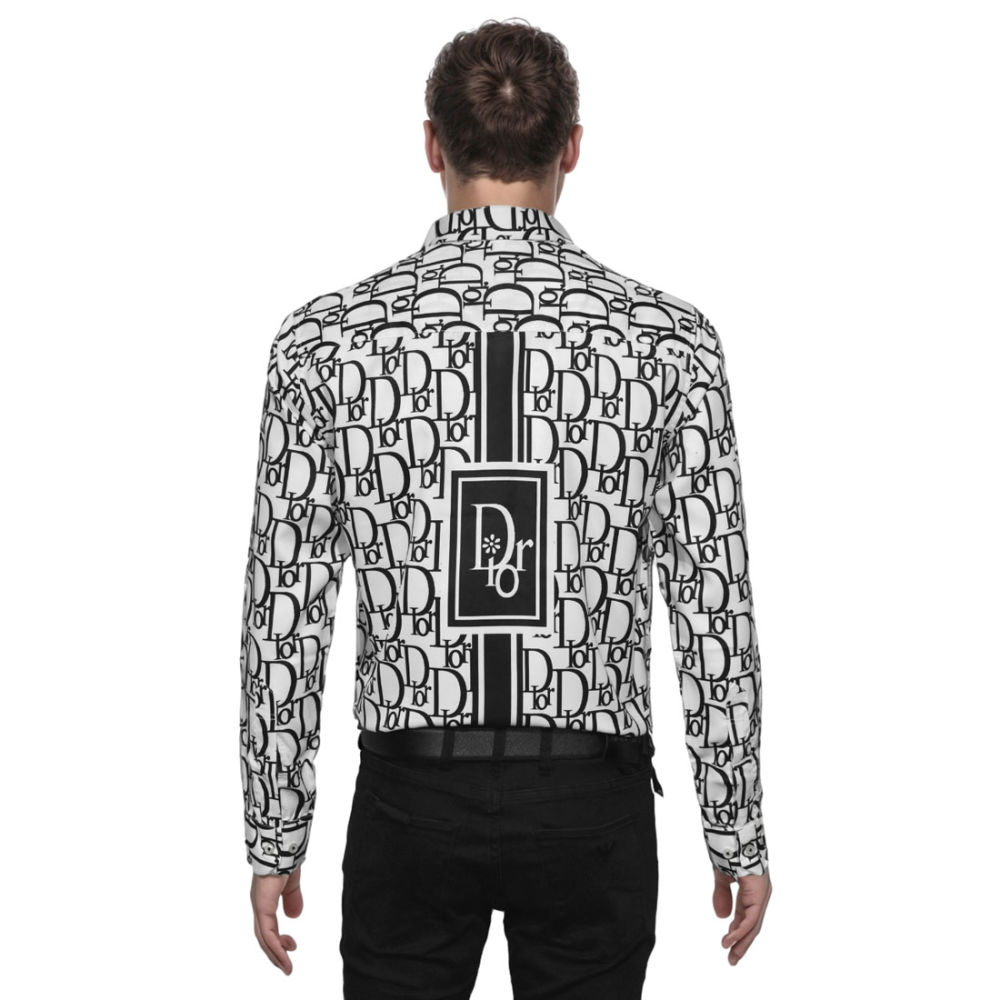 Dior Printed White Premium Quality Cotton Shirt-1
