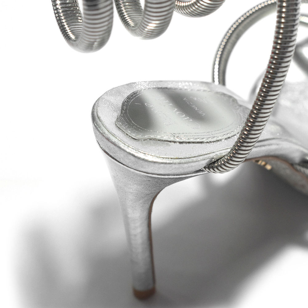 Rene Caovilla Cleo Crystal Silver Heel Sandals-4