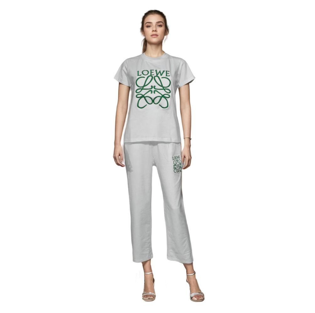 Loewe Embroidered logo White Premium Co-ord Set-1