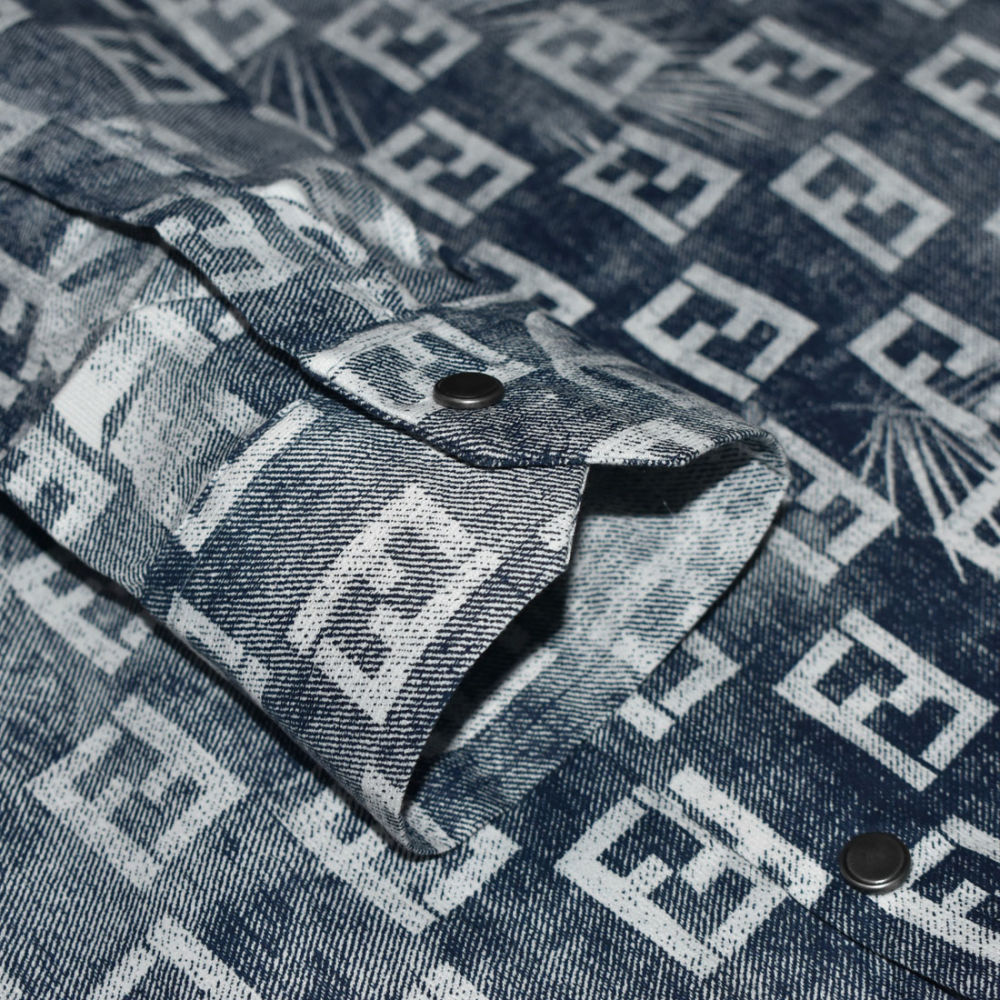 Fendi Logo Print Blue Premium Shirt-5