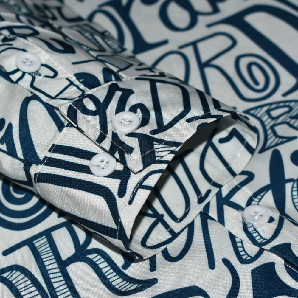 Dior White and Blue Swirl Logo Printed Shirt-5