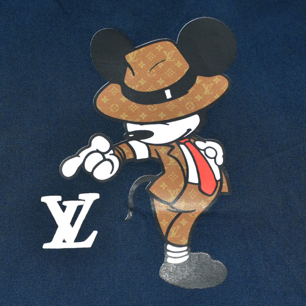 Louis Vuitton Mickey Mouse Print Navy Blue Shirt-thumb-3