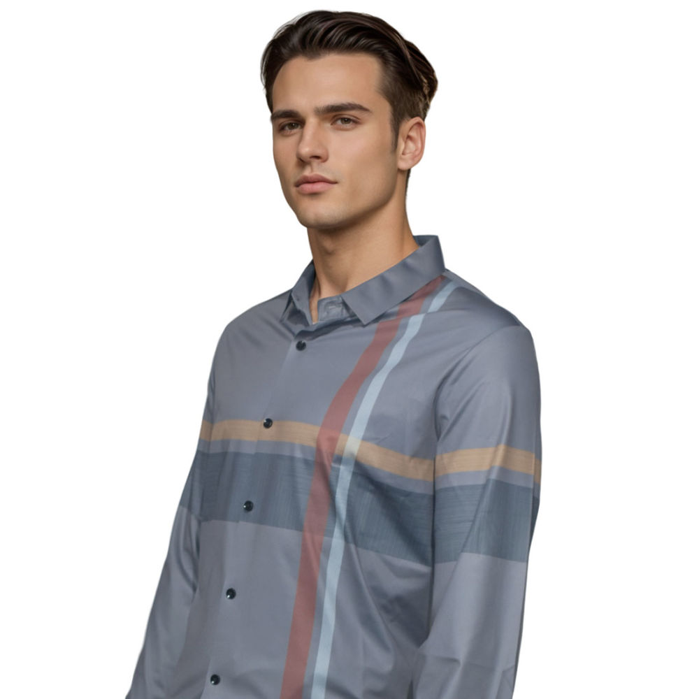 Burberry Check Grey Premium Quality Formal Shirt-2