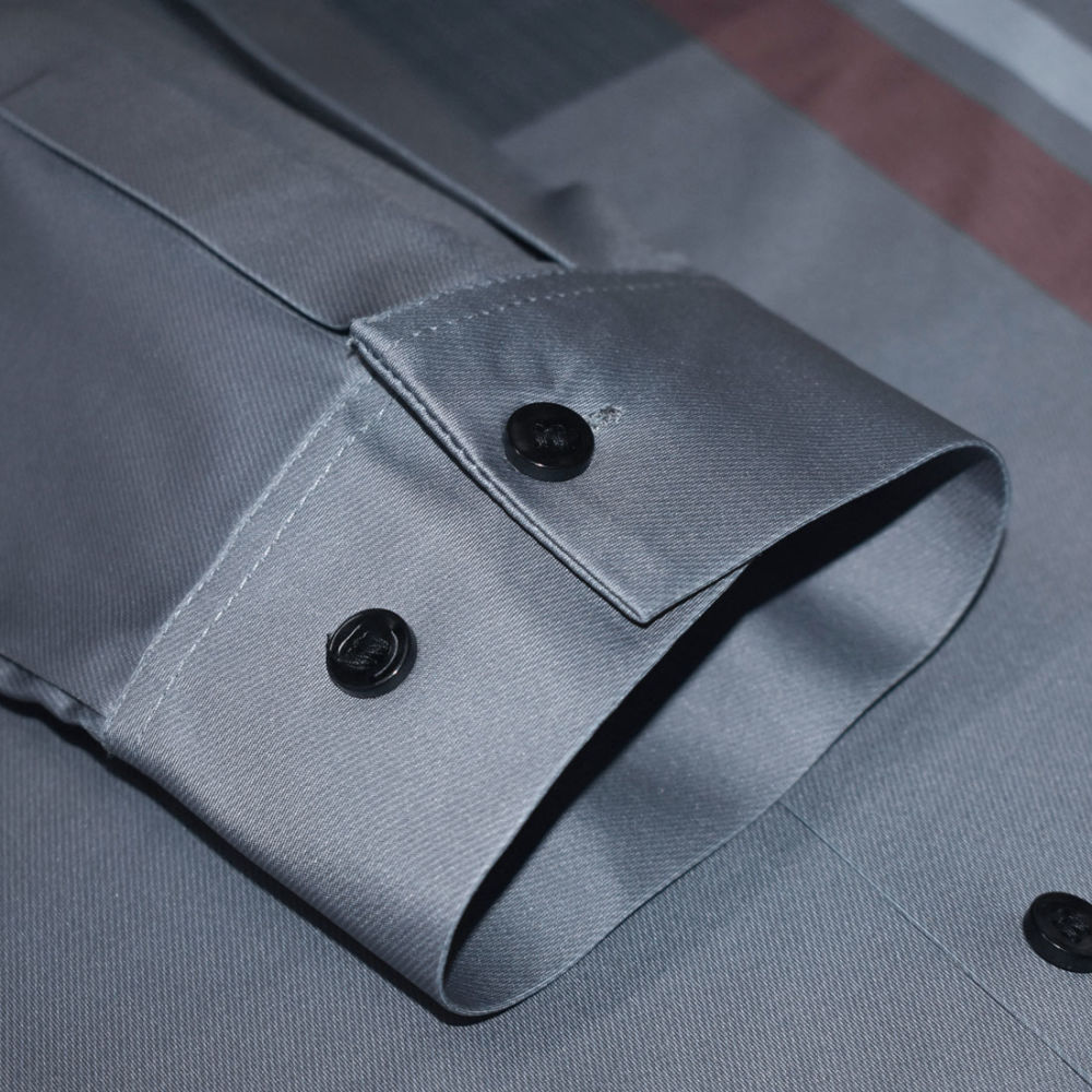 Burberry Check Grey Premium Quality Formal Shirt-5