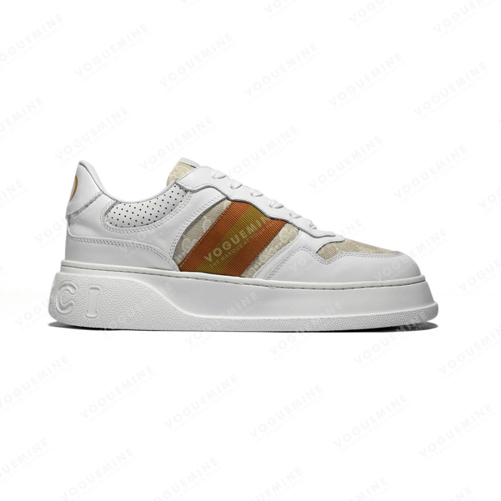Gucci White & Orange Premium Quality Sneakers-1