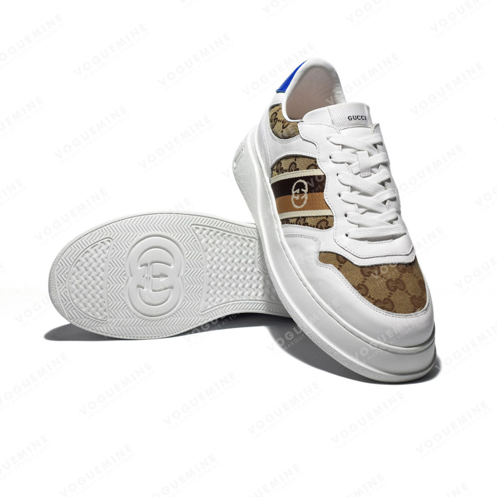 Gucci White & Brown Premium Quality Sneakers-5