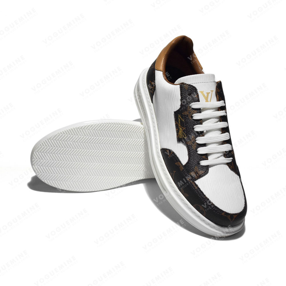 Louis Vuitton White & Brown Premium Quality Sneakers-5