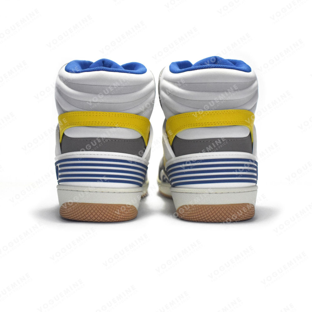 Gucci Yellow & Grey Basket High-Top Premium Sneakers-4