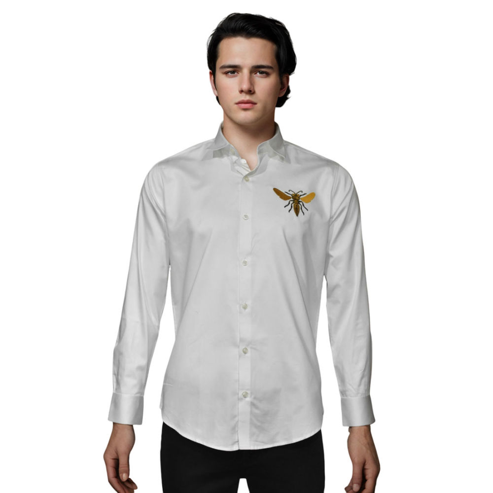 Gucci White Bee Printed Premium Quality Shirt-thumb-6