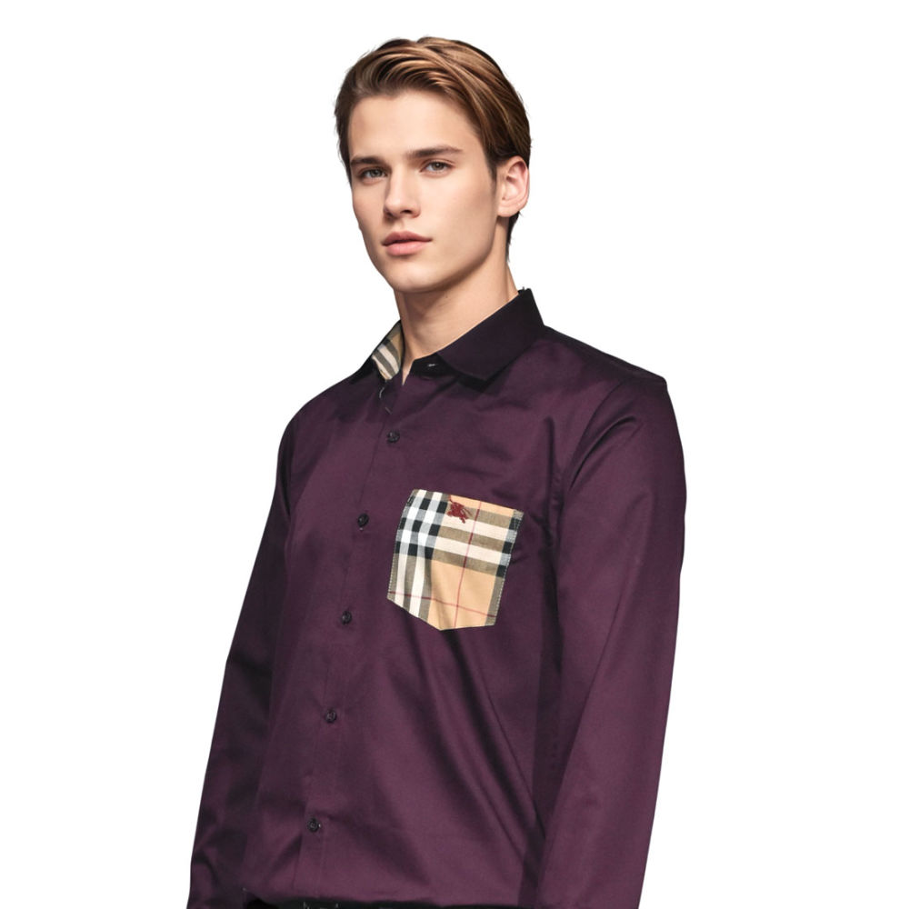 Burberry Wine Pocket Logo Print Premium Quality Shirt-2